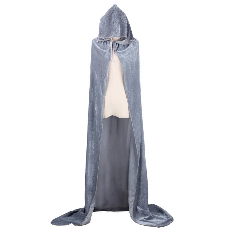 "Premium Plush Velvet Hooded Cloak Cape for Medieval Witch, Wicca, and Vampire Cosplay – Ideal for Halloween and Christmas"