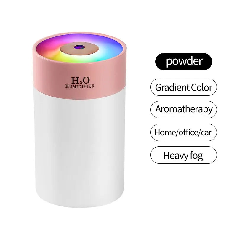 "Versatile Luminous Humidifier: Compact USB Desktop & Car Air Moisturizer with Night Light Feature (260ml)"