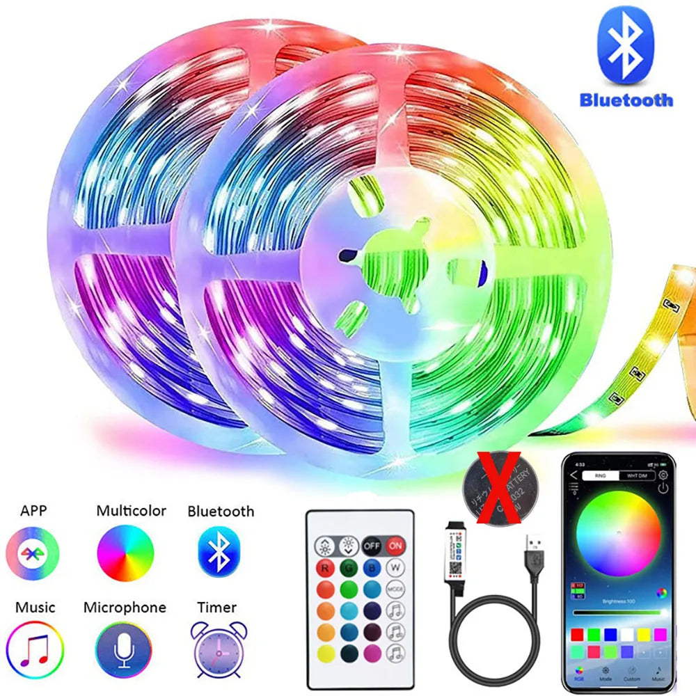 LED Strip Light Strip RGB SMD5050 1M/30LED Light Bluetooth APP Control 1M/30 LED Lights Suitable for Room Decoration