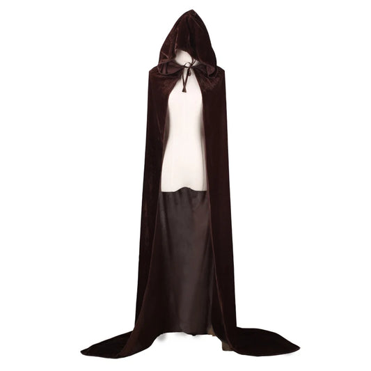 "Premium Plush Velvet Hooded Cloak Cape for Medieval Witch, Wicca, and Vampire Cosplay – Ideal for Halloween and Christmas"